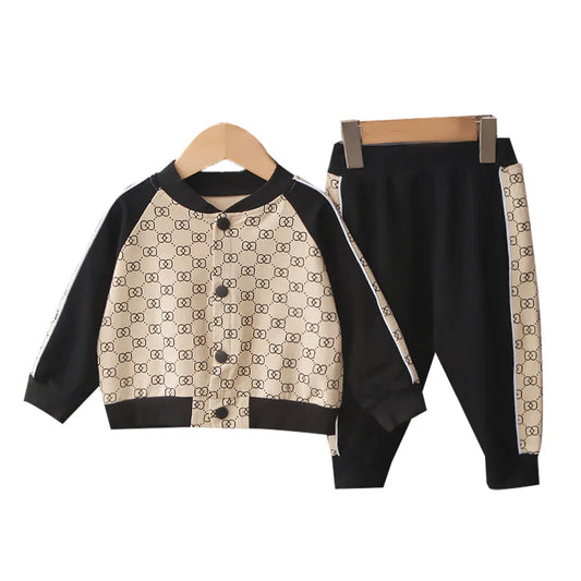 Baby Handsome Long-Sleeved Baseball shirt 2-Pieces Set