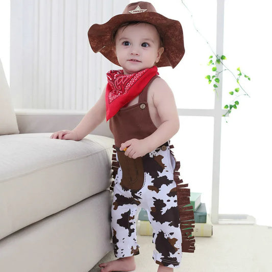 Baby Boy Romper Sets Costum Cowboy Clothing 3pcs Sets