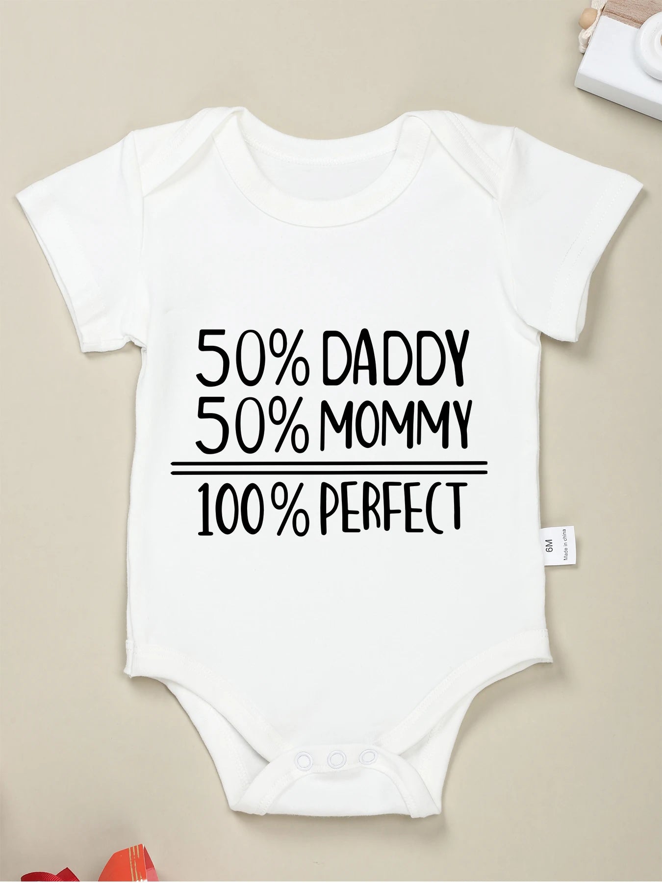 Daddy 50% Mommy = 100% Perfect, Newborn  Romper