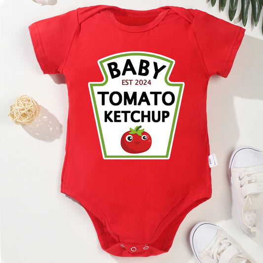 Funny Cute Baby Tomato Ketchup Bodysuit 100% Cotton