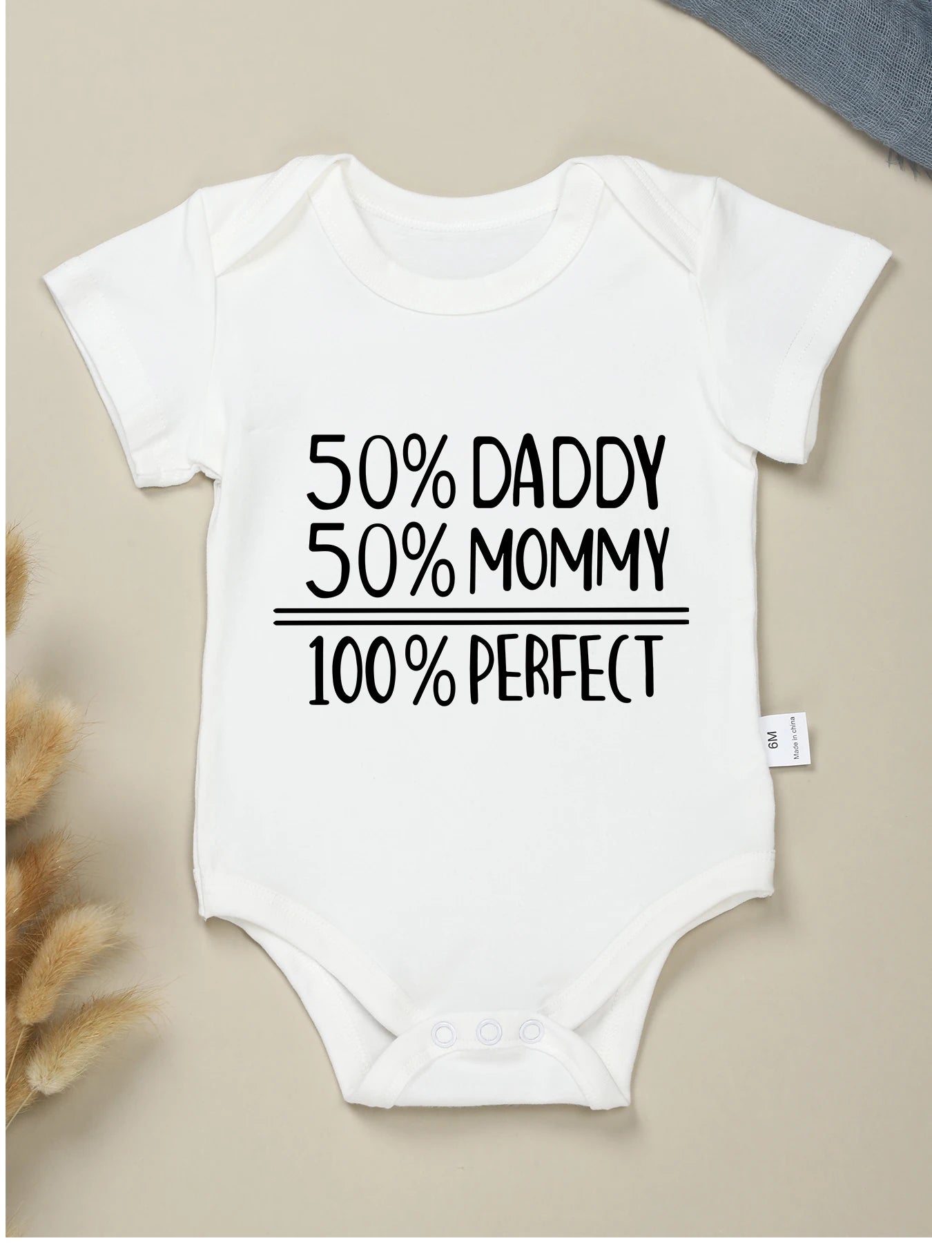 Daddy 50% Mommy = 100% Perfect, Newborn  Romper